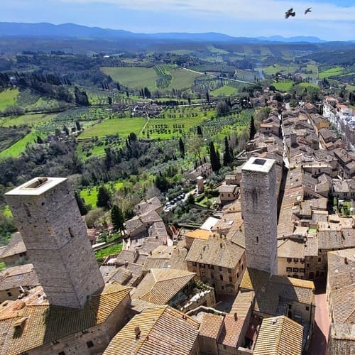 Vue sur la campagne depuis les tours