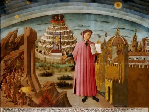 Fresque de Dante et la Divine Comédie